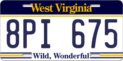 WV license plate 8PI675