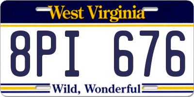 WV license plate 8PI676