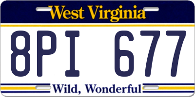 WV license plate 8PI677