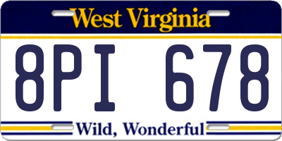 WV license plate 8PI678