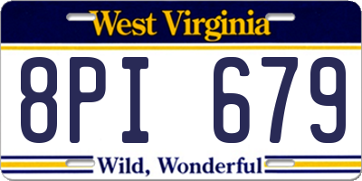 WV license plate 8PI679
