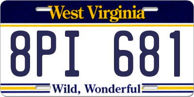 WV license plate 8PI681