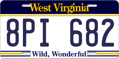 WV license plate 8PI682