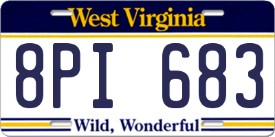 WV license plate 8PI683