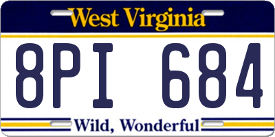WV license plate 8PI684