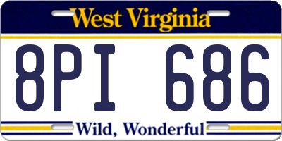 WV license plate 8PI686