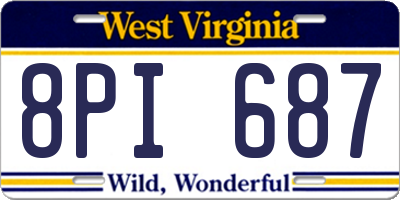 WV license plate 8PI687