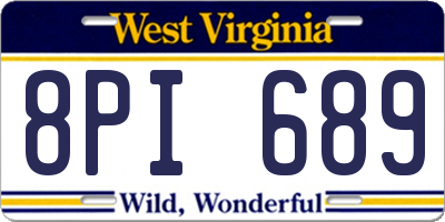 WV license plate 8PI689