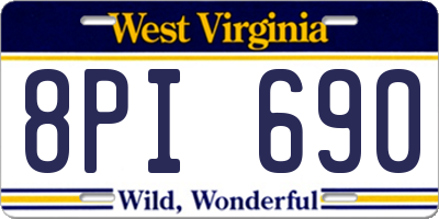 WV license plate 8PI690