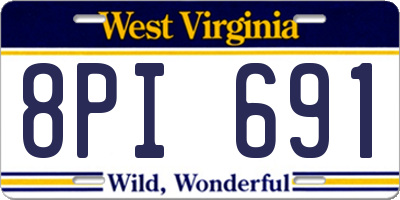 WV license plate 8PI691