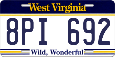 WV license plate 8PI692