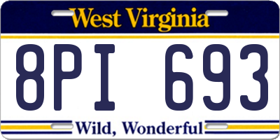 WV license plate 8PI693