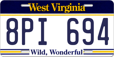 WV license plate 8PI694