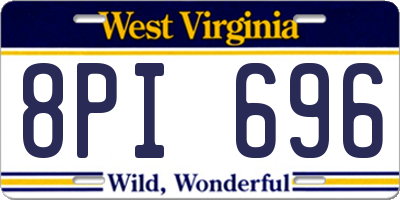 WV license plate 8PI696