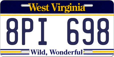 WV license plate 8PI698