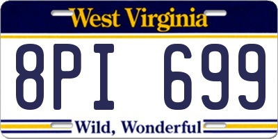 WV license plate 8PI699
