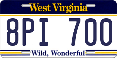 WV license plate 8PI700