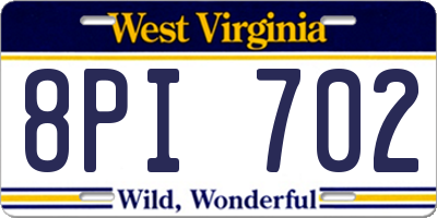 WV license plate 8PI702