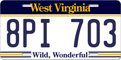 WV license plate 8PI703