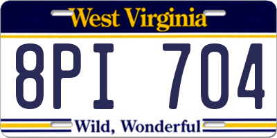WV license plate 8PI704