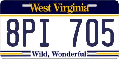 WV license plate 8PI705