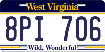 WV license plate 8PI706
