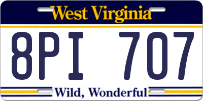 WV license plate 8PI707