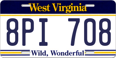 WV license plate 8PI708