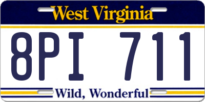 WV license plate 8PI711