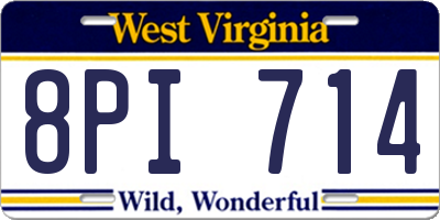WV license plate 8PI714