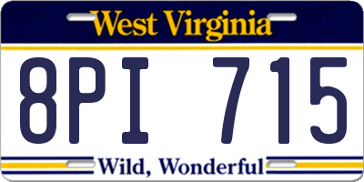 WV license plate 8PI715
