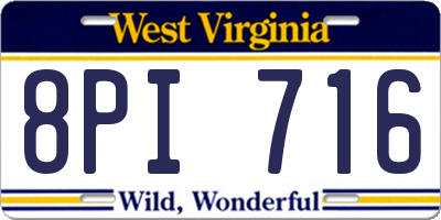 WV license plate 8PI716