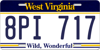 WV license plate 8PI717