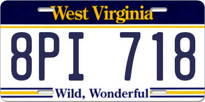 WV license plate 8PI718