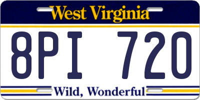 WV license plate 8PI720