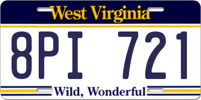 WV license plate 8PI721