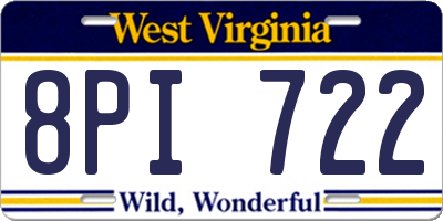 WV license plate 8PI722