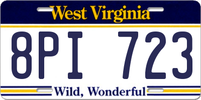 WV license plate 8PI723