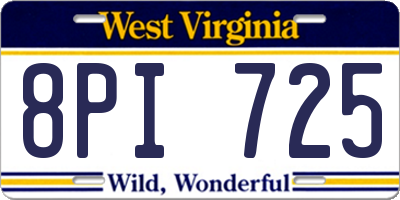 WV license plate 8PI725