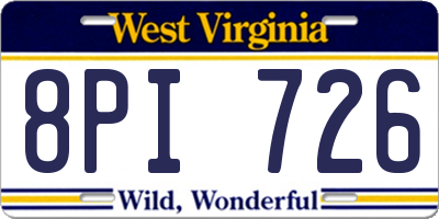 WV license plate 8PI726