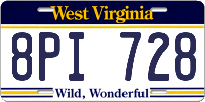 WV license plate 8PI728