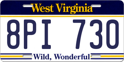 WV license plate 8PI730