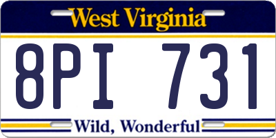 WV license plate 8PI731