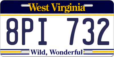 WV license plate 8PI732
