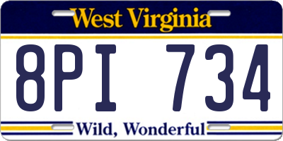 WV license plate 8PI734