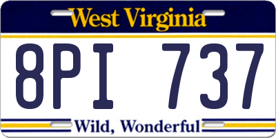 WV license plate 8PI737