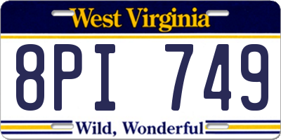 WV license plate 8PI749