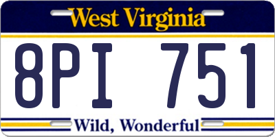 WV license plate 8PI751