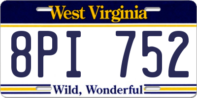 WV license plate 8PI752