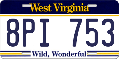 WV license plate 8PI753